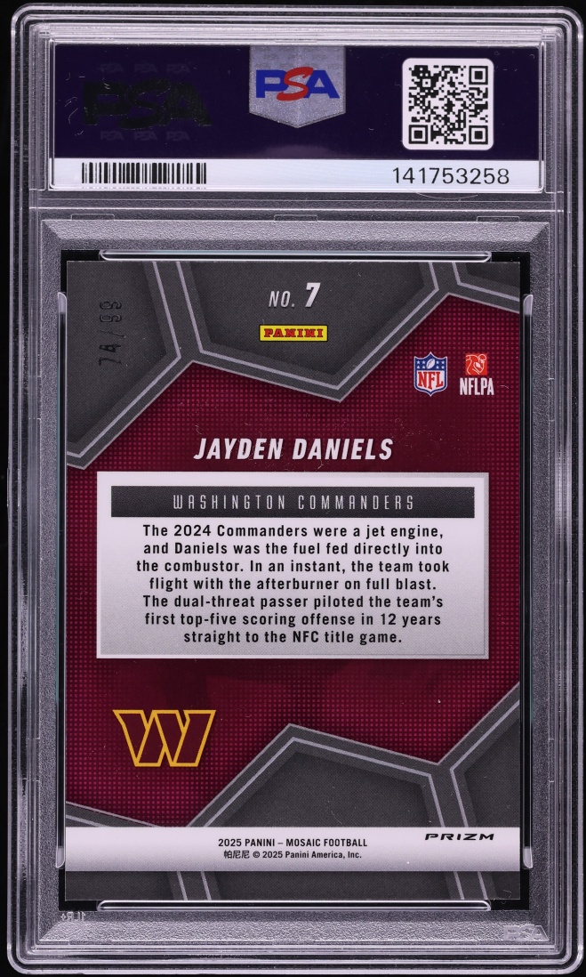 2025 Panini Mosaic Overdrive Blue Jayden Daniels /99 #7 PSA 10 GEM MINT - Photo 2
