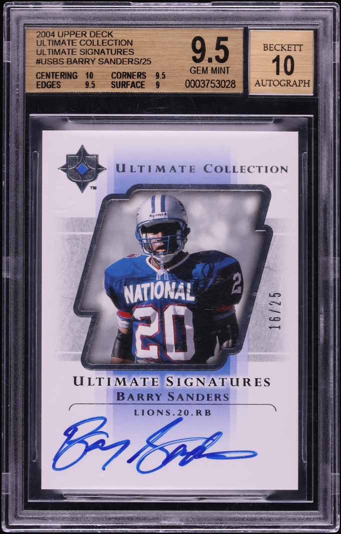 2004 Upper Deck Ultimate Collection Barry Sanders AUTO /25 #US-BS