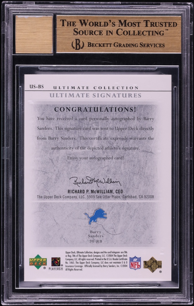 2004 Upper Deck Ultimate Collection Barry Sanders AUTO /25 #US-BS - Photo 2