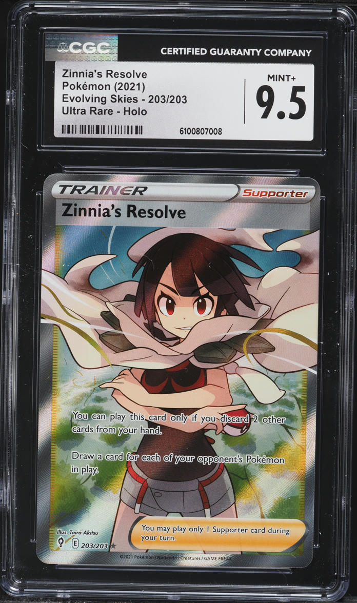 2021 Pokemon Sword & Shield Evolving Skies Full Art Zinnia's Resolve #203 CGC 9.5 MINT+