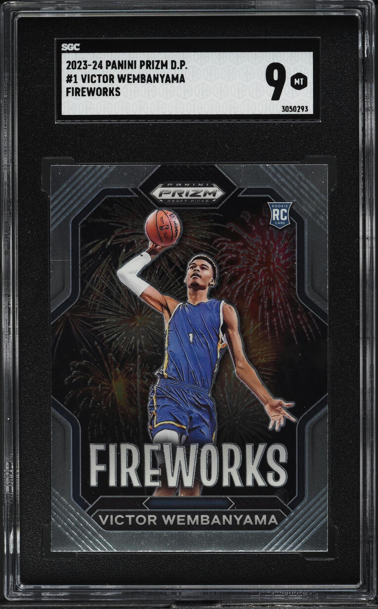 2023 Panini Prizm Draft Picks Fireworks Victor Wembanyama ROOKIE #1 SGC 9 MINT