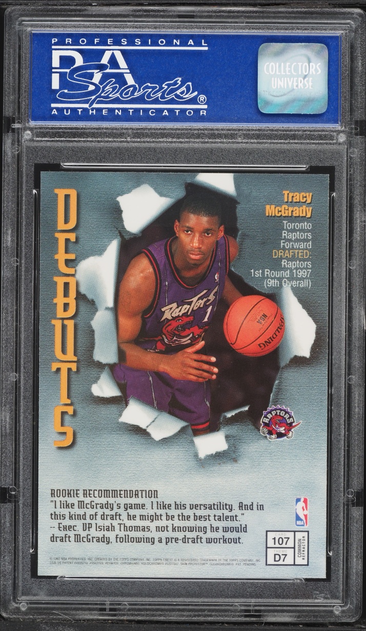 1997 Finest Refractor w/ Coating Tracy McGrady ROOKIE #107 PSA 9 MINT