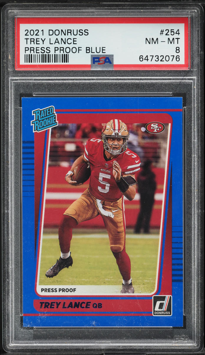 2021 Donruss Press Proof Blue Trey Lance ROOKIE #254 PSA 8 NM-MT