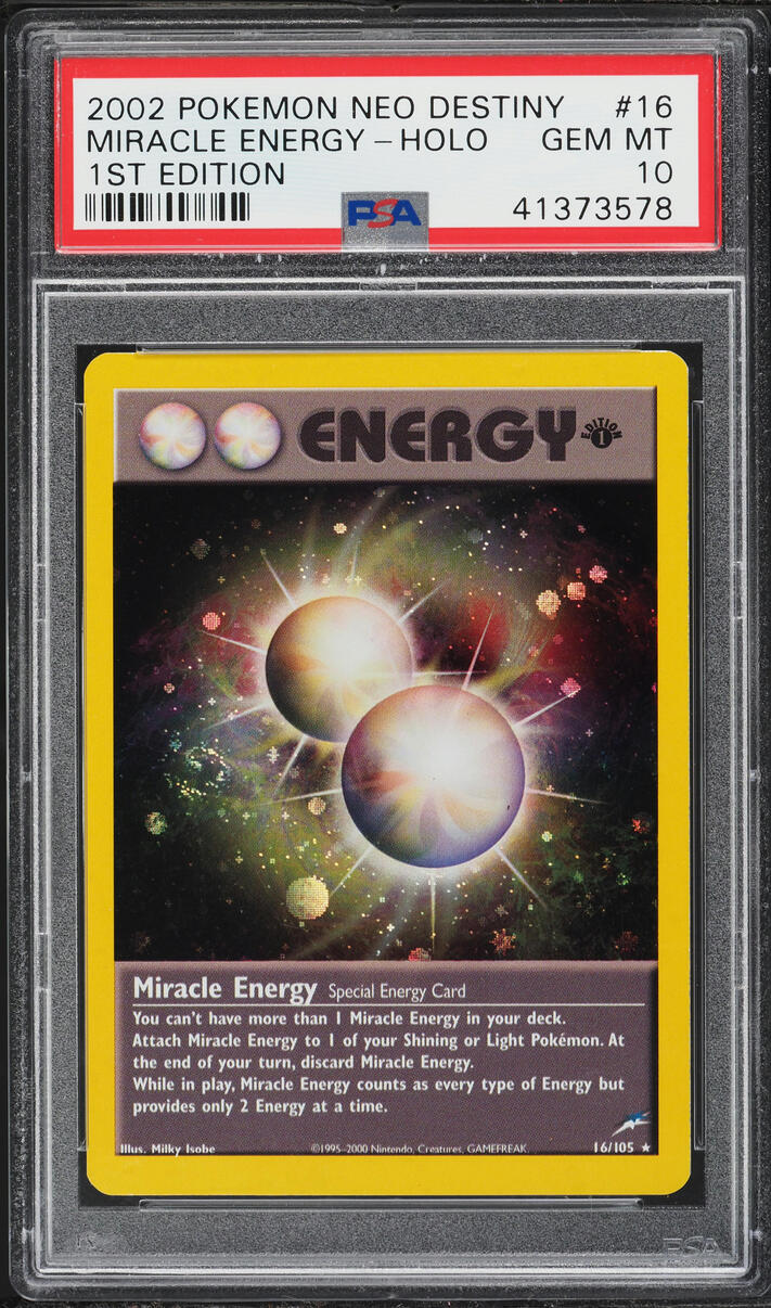 2002 Pokemon Neo Destiny 1st Edition Holo Miracle Energy #16 PSA 10 GEM MINT