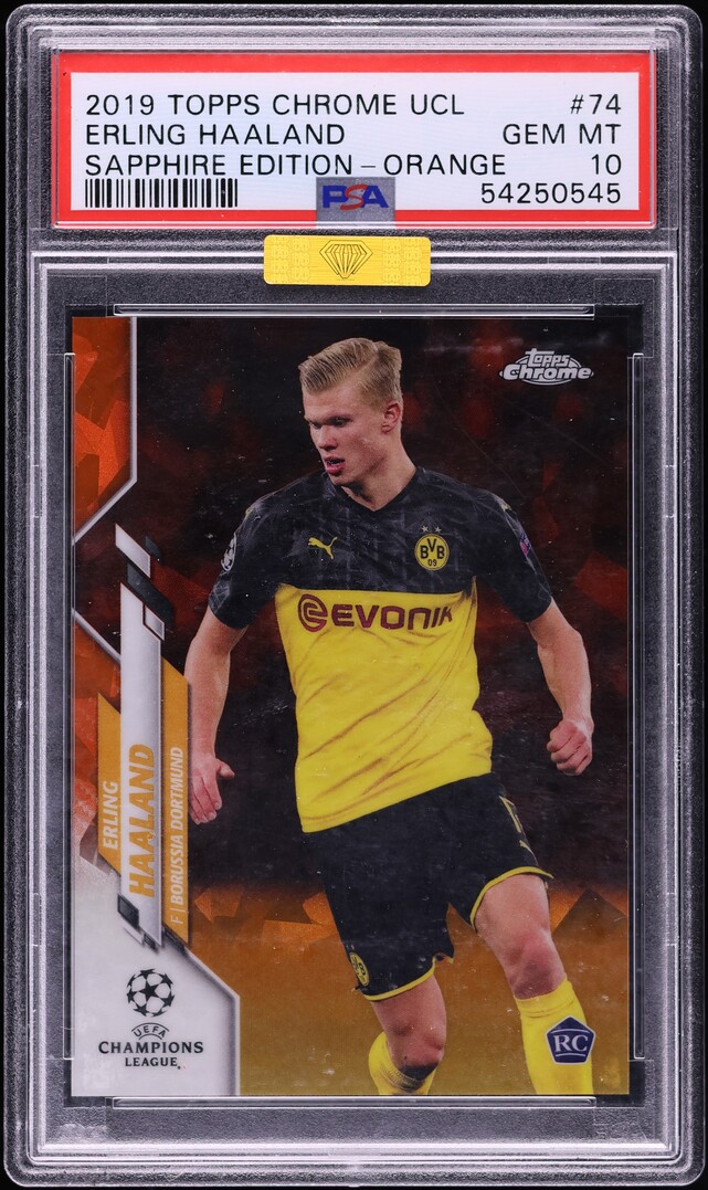 2019 Topps Chrome UEFA Sapphire Orange Erling Haaland ROOKIE /50