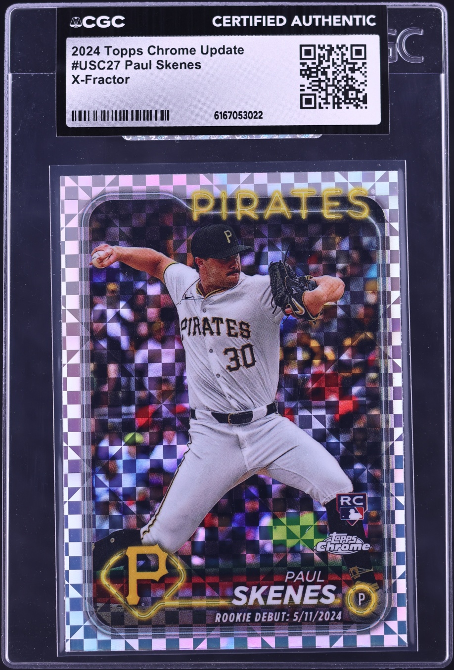2024 Topps Chrome Update Xfractor Paul Skenes ROOKIE #USC27 CGC AUTH