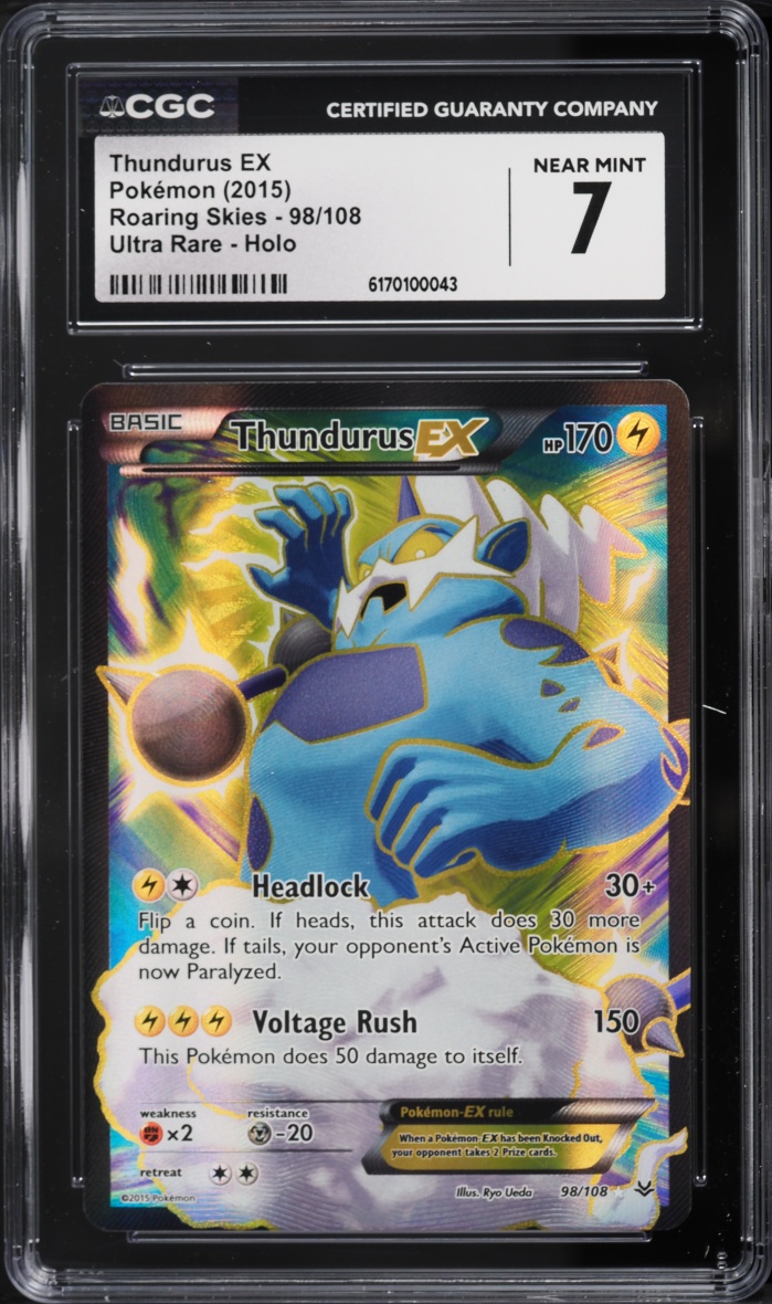 2015 Pokemon XY Roaring Skies Full Art Thundurus EX #98 CGC 7 NRMT