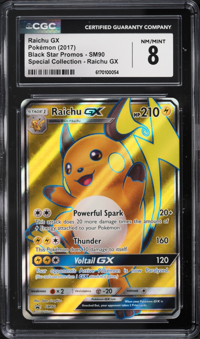 2017 Pokemon Sun & Moon Promo Special Collection Full Art Raichu GX #SM90 CGC 8 NM-MT