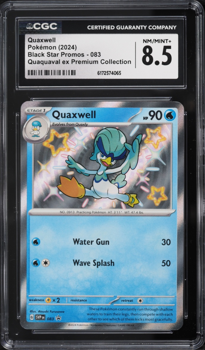 2024 Pokemon Scarlet & Violet Promo Quaquaval ex Premium Collection Shiny Quaxwell #83 CGC 8.5