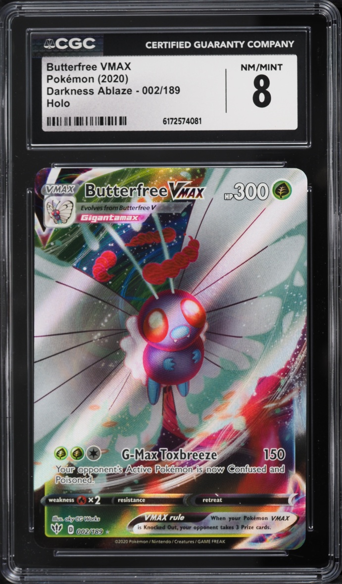 2020 Pokemon Sword & Shield Darkness Ablaze Full Art Butterfree VMAX #2 CGC 8 NM-MT