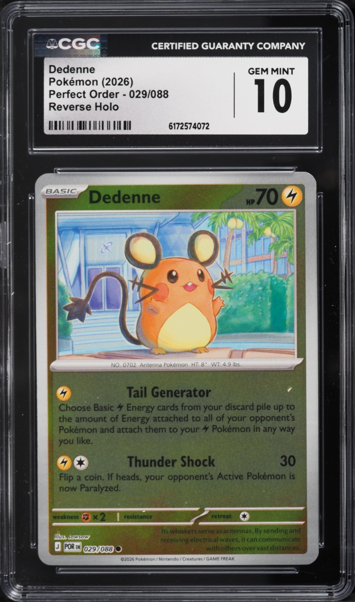 2026 Pokemon Mega Evolution Perfect Order Reverse Holo Dedenne #029 CGC 10 GEM MINT