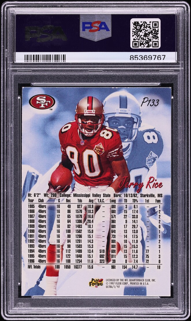 1997 Ultra Platinum Medallion Jerry Rice #P133 PSA 5 EX