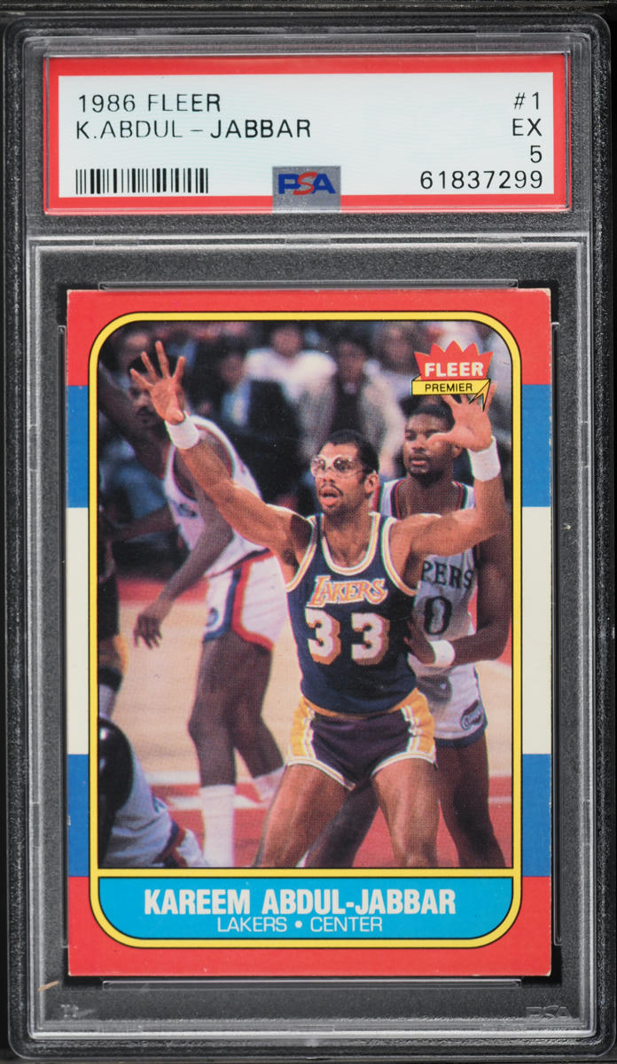 1986 Fleer Basketball Kareem Abdul-Jabbar #1 PSA 5 EX