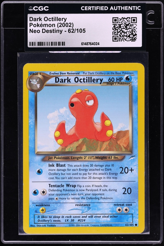 2002 Pokemon Neo Destiny Dark Octillery #62 CGC AUTH