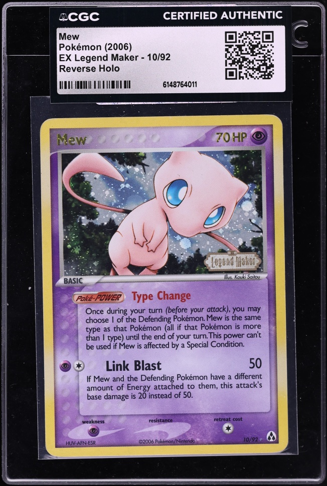 2006 Pokemon EX Legend Maker Reverse Holo Mew #10 CGC AUTH