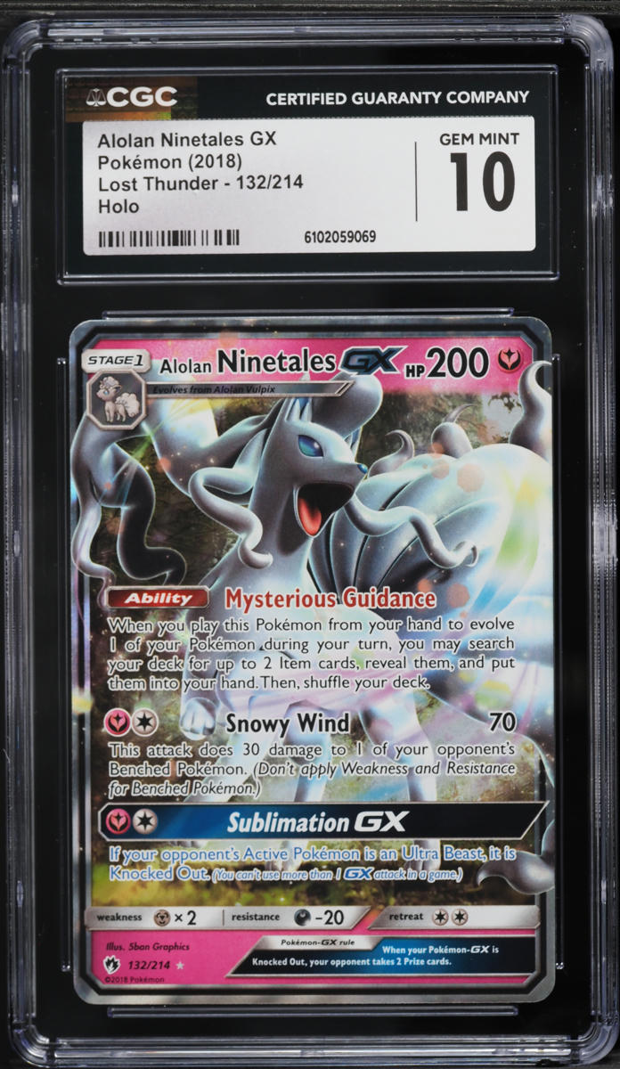 2018 Pokemon Sun & Moon Lost Thunder Alolan Ninetales GX #132 CGC 10 GEM MINT
