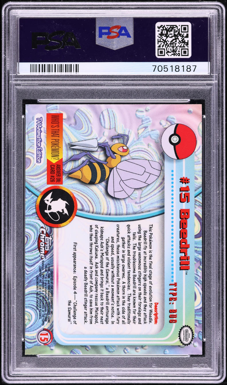 2000 Topps Chrome Pokemon TV Series 1 Beedrill #15 PSA 10 GEM MINT