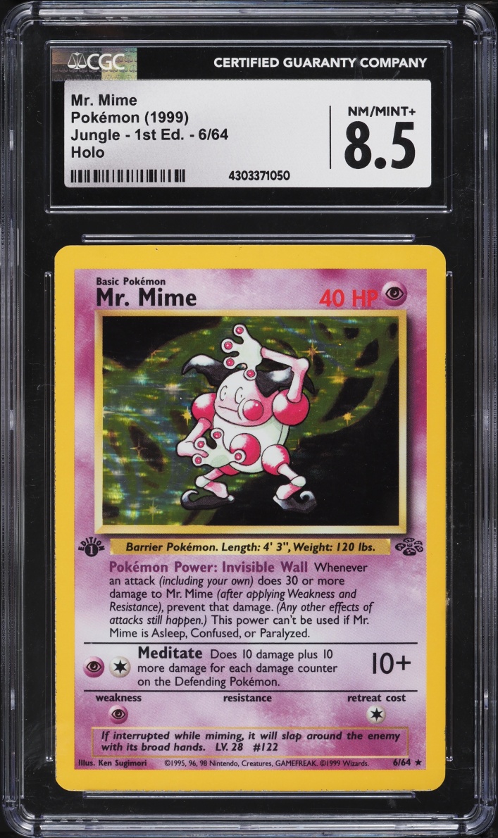 1999 Pokemon Jungle 1st Edition Holo Mr. Mime #6 CGC 8.5 NM-MT+
