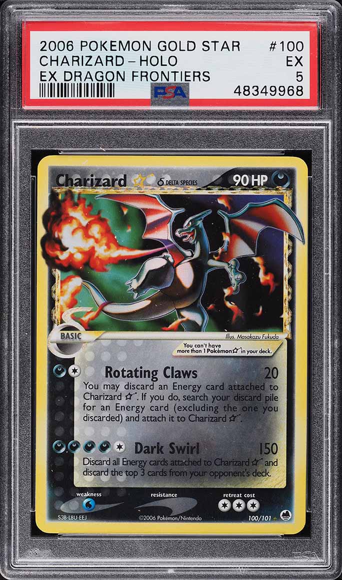2006 Pokemon EX Dragon Frontiers Holo Charizard Gold Star #100 PSA 5 EX