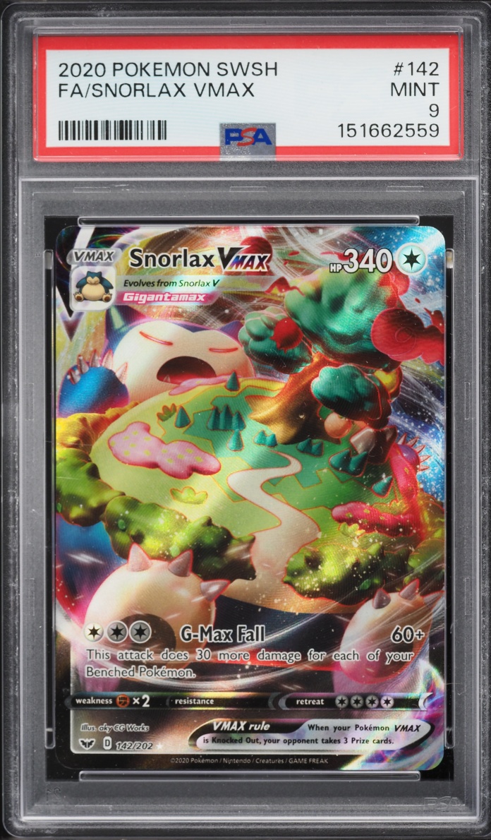 2020 Pokemon Sword & Shield Full Art Snorlax VMAX #142 PSA 9 MINT
