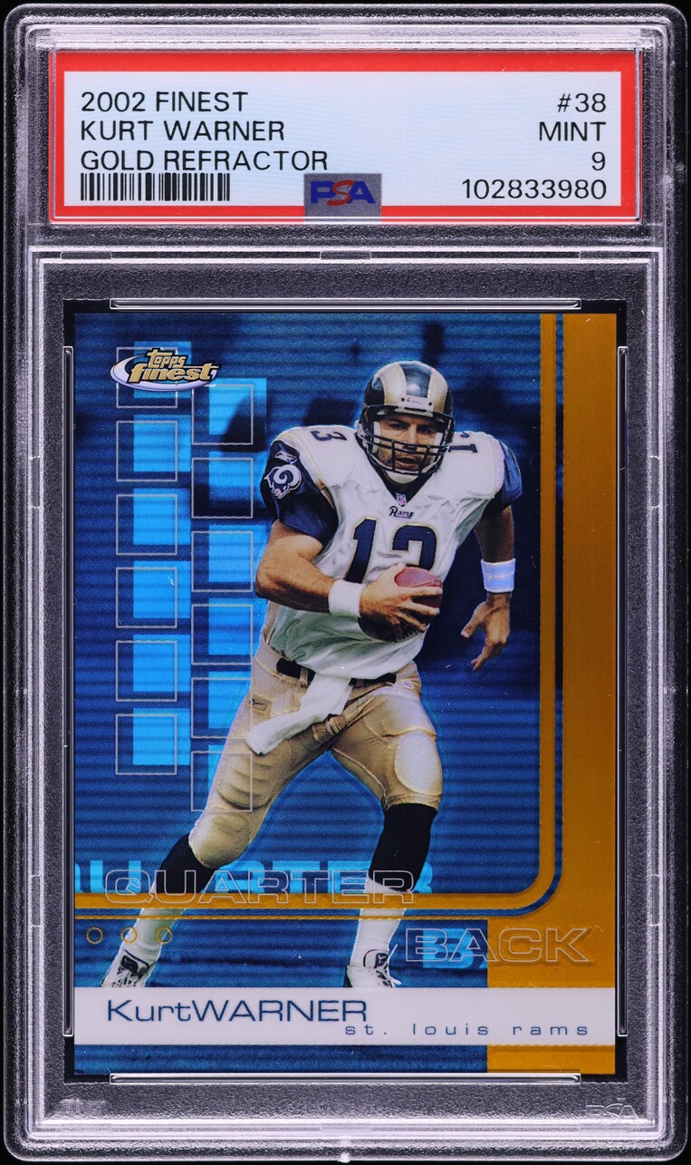 2002 Finest Gold Refractor Kurt Warner /25 #38 PSA 9 MINT - Photo 1