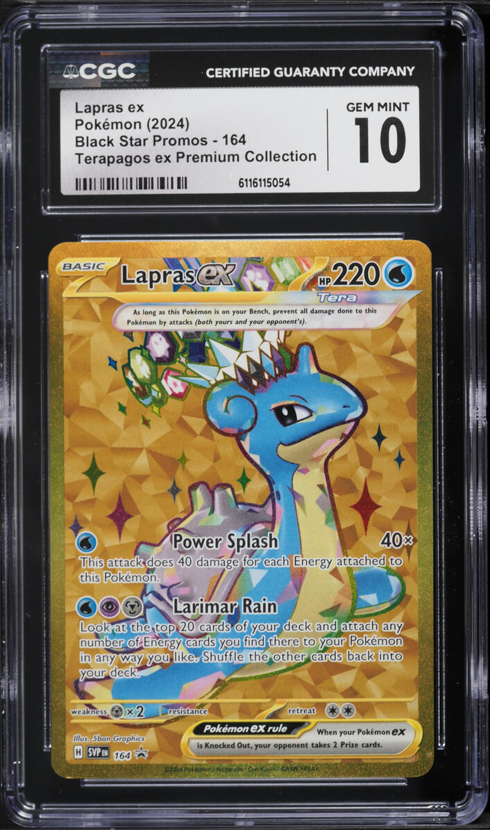 2024 Pokemon Scarlet & Violet Promo Premium Collection Gold Rare Lapras EX #164 CGC 10 GEM