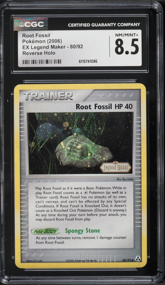 2006 Pokemon EX Legend Maker Reverse Holo Root Fossil #80 CGC 8.5 NM-MT+