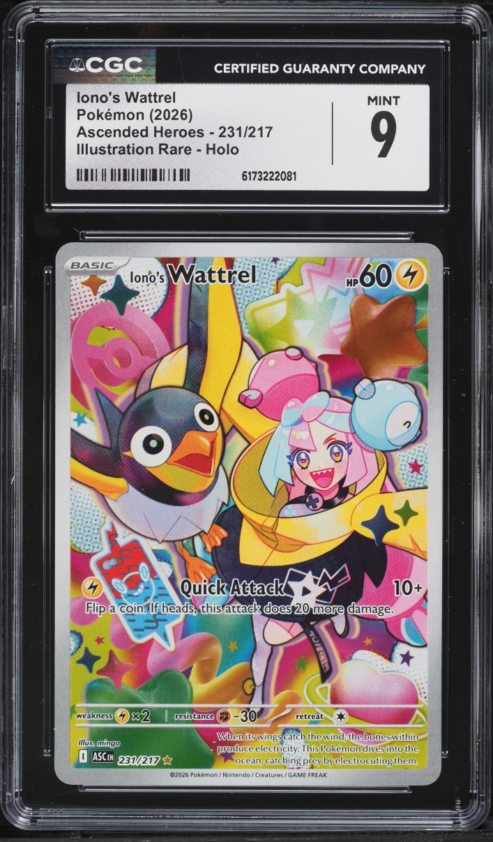 2026 Pokemon Mega Evolution Ascended Heroes IR Iono's Wattrel #231 CGC 9 MINT