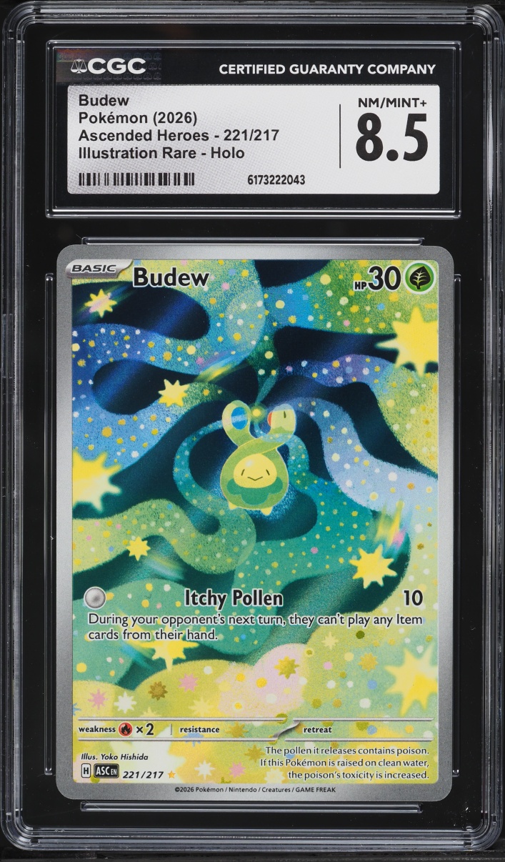 2026 Pokemon Mega Evolution Ascended Heroes IR Budew #221 CGC 8.5 NM-MT+