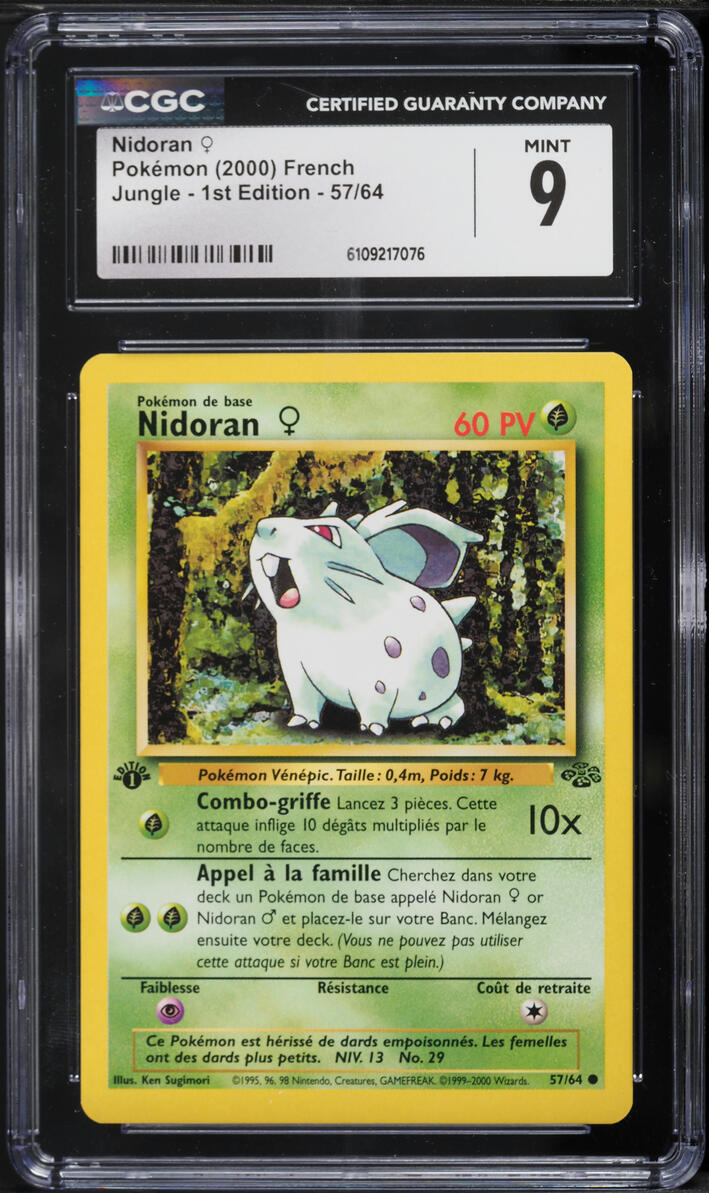 2000 Pokemon French Jungle 1st Edition Nidoran #57 CGC 9 MINT