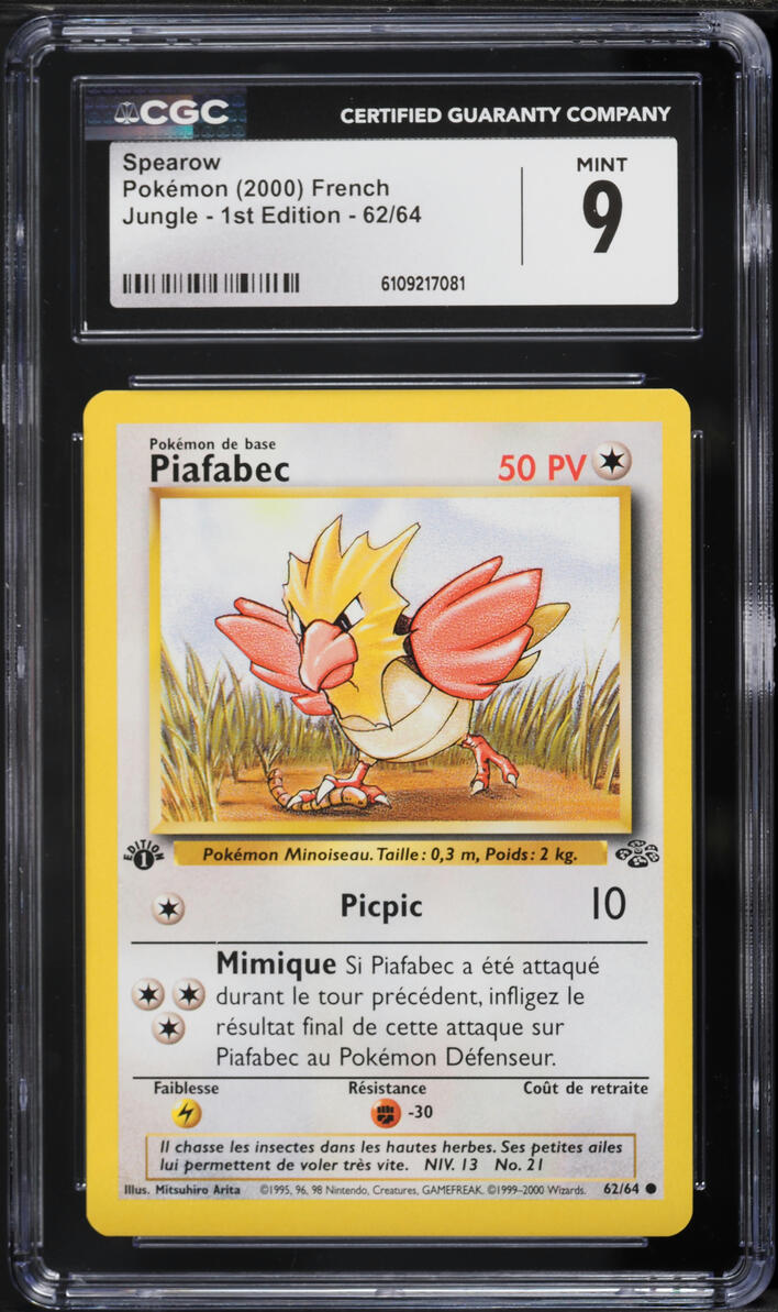 2000 Pokemon French Jungle 1st Edition Spearow #62 CGC 9 MINT