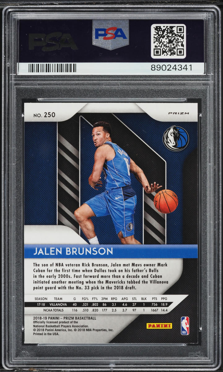 2018 Panini Prizm Silver Jalen Brunson ROOKIE #250 PSA 10 GEM MINT