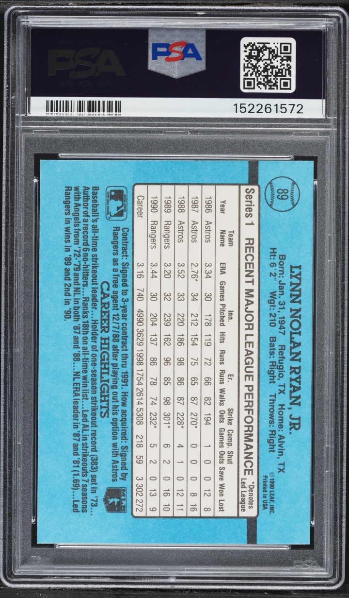 1991 Donruss Nolan Ryan #89 PSA 9 MINT
