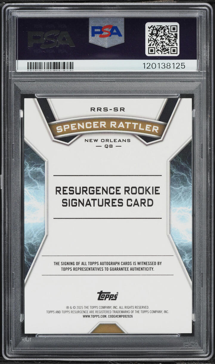 2024 Topps Resurgence Signatures Aqua Surge Spencer Rattler ROOKIE AUTO /249 #RRS-SR PSA 10