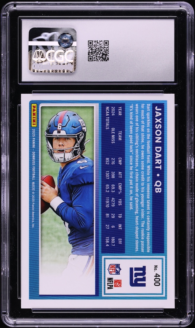 2025 Donruss Football Jaxson Dart ROOKIE #400 CGC 9 MINT