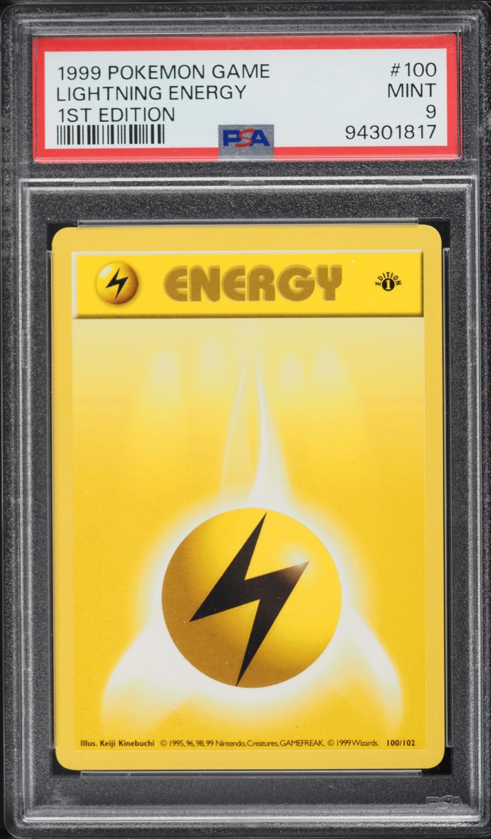 1999 Pokemon Base Set Shadowless 1st Edition Lightning Energy #100 PSA 9 MINT