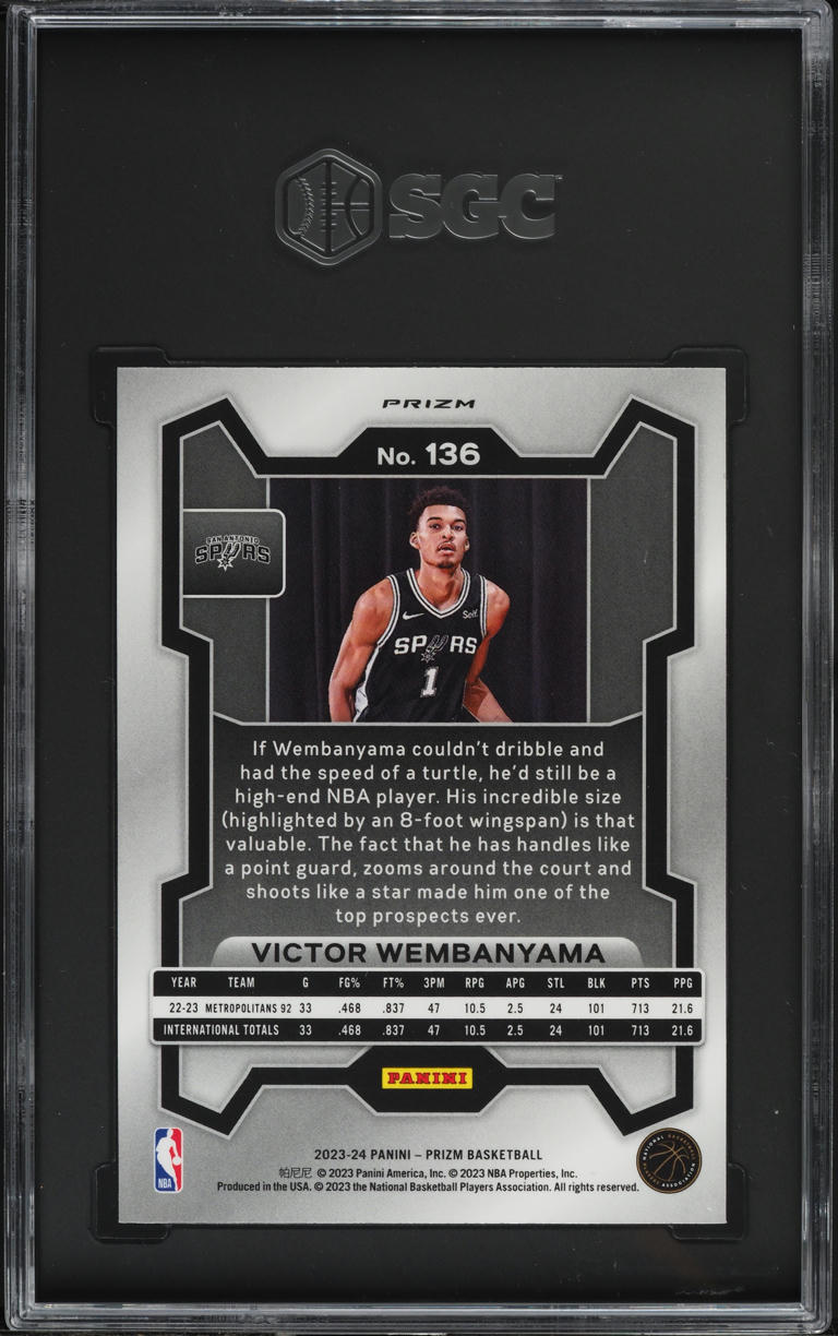 2023 Panini Prizm Hyper Victor Wembanyama ROOKIE #136 SGC 9 MINT