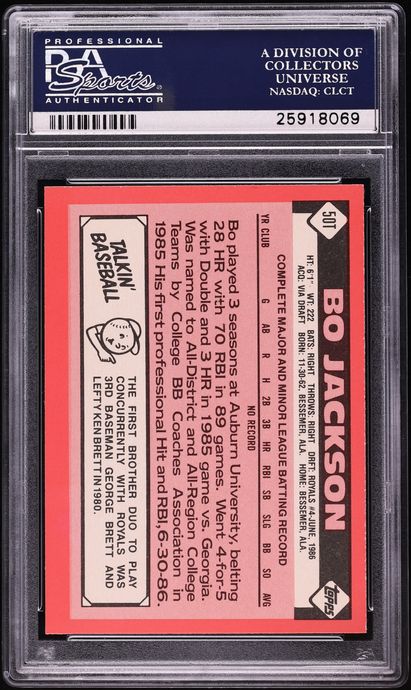 1986 Topps Traded Tiffany Bo Jackson ROOKIE #50T PSA 10 GEM MINT