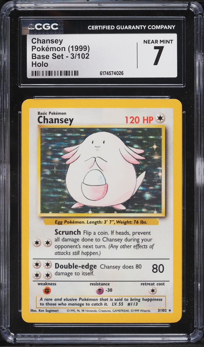 1999 Pokemon Base Set Holo Chansey #3 CGC 7 NRMT