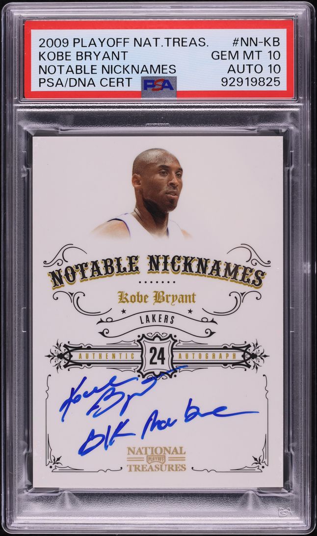 2009 National Treasures Notable Nicknames Kobe Bryant AUTO DNA 10 1/99 PSA 10