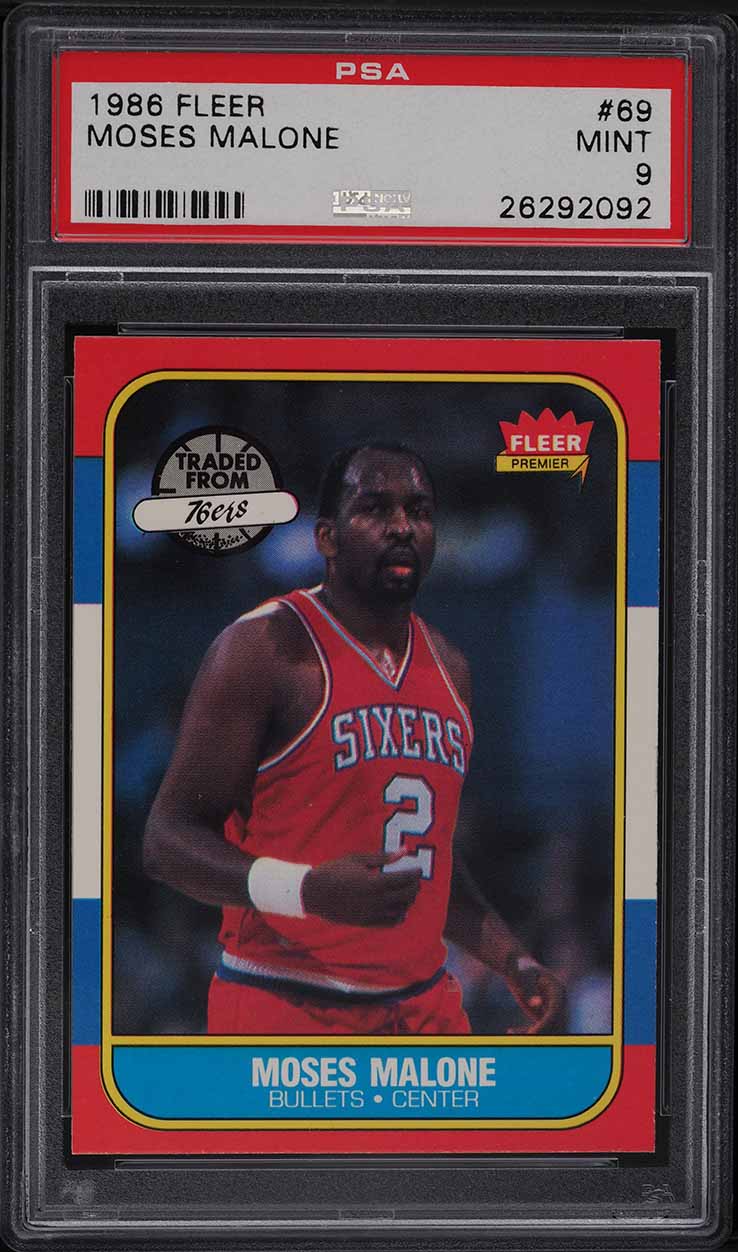 1986 Fleer Basketball Moses Malone #69 PSA 9 MINT