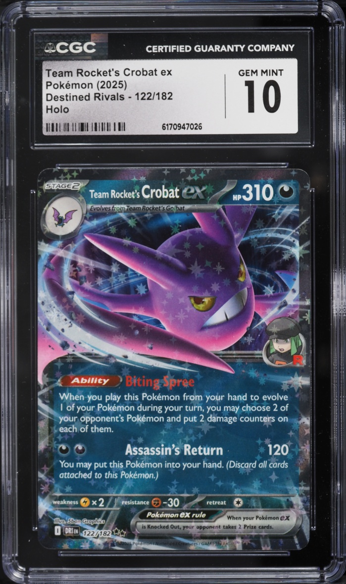 2025 Pokemon Scarlet & Violet Destined Rivals Holo Team Rocket's Crobat ex #122 CGC 10 GEM MINT