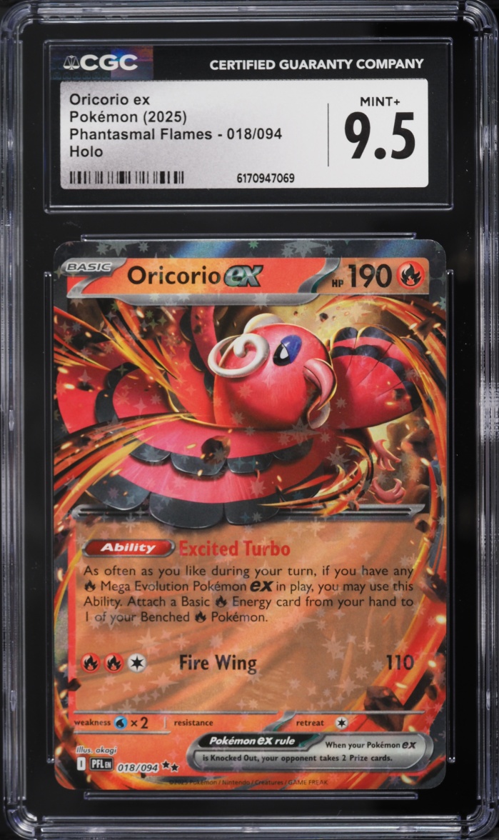 2025 Pokemon Mega Evolution Phantasmal Flames Holo Oricorio ex #18 CGC 9.5 MINT+