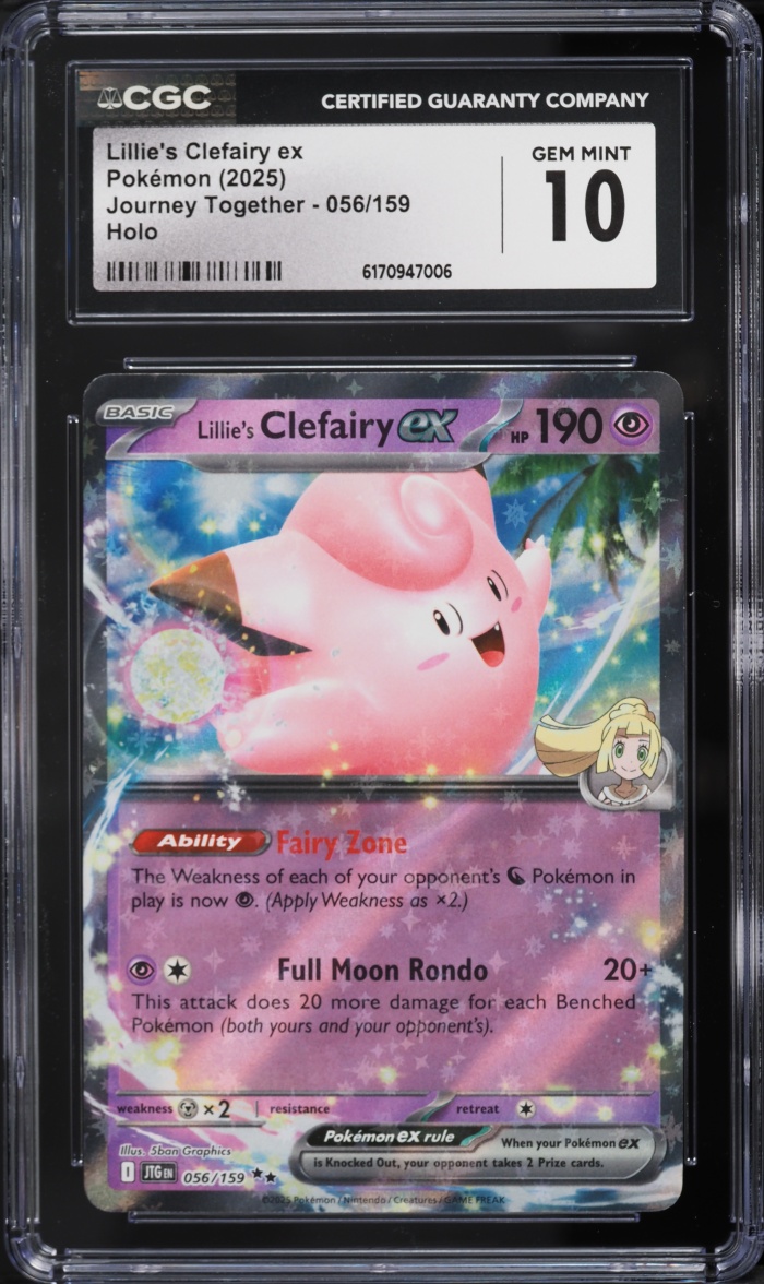 2025 Pokemon Scarlet & Violet Journey Together Holo Lillie's Clefairy ex #56 CGC 10 GEM MINT