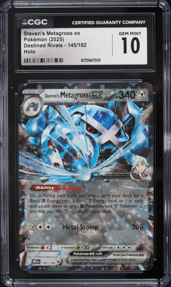 2025 Pokemon Scarlet & Violet Destined Rivals Holo Steven's Metagross Ex #145 CGC 10 GEM MINT
