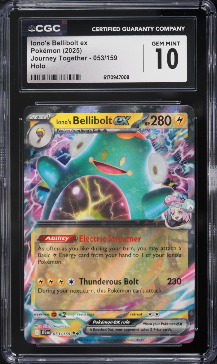 2025 Pokemon Scarlet & Violet Journey Together Holo Iono's Bellibolt ex #53 CGC 10 GEM MINT