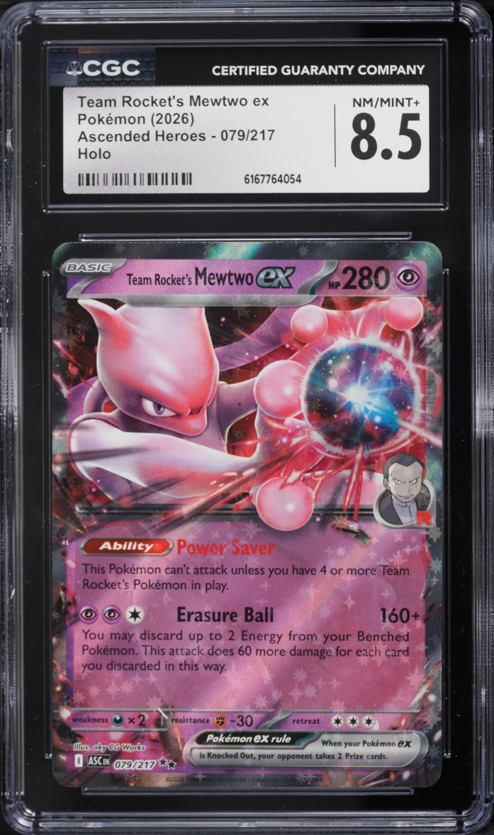 2026 Pokemon Mega Evolution Ascended Heroes Holo Team Rocket's Mewtwo ex #79 CGC 8.5 NM-MT+