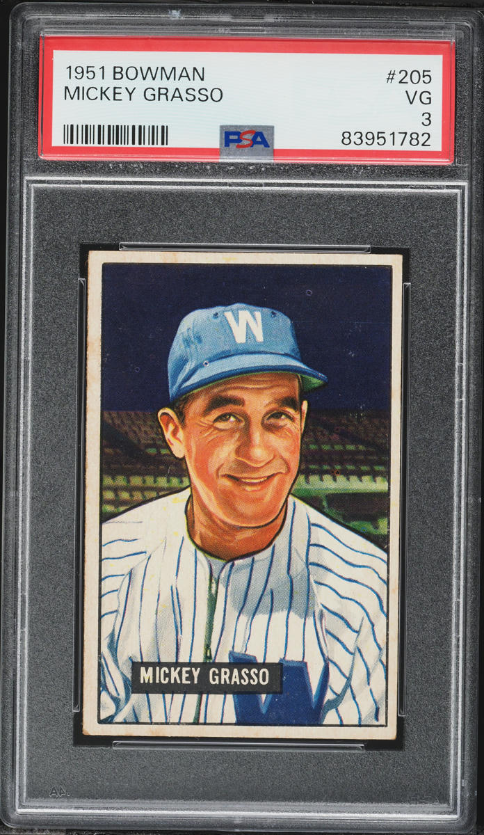 1951 Bowman Mickey Grasso #205 PSA 3 VG