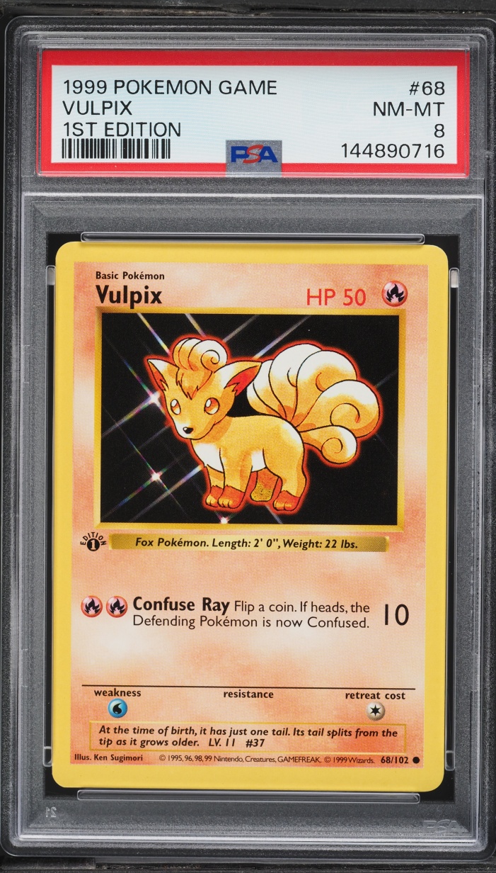 1999 Pokemon Base Set Shadowless 1st Edition Vulpix #68 PSA 8 NM-MT