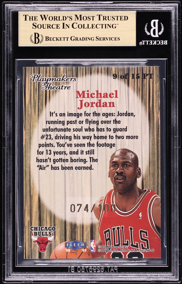 1998 Fleer Tradition Playmakers Theatre Michael Jordan /100 #9 BGS 9.5 GEM MINT